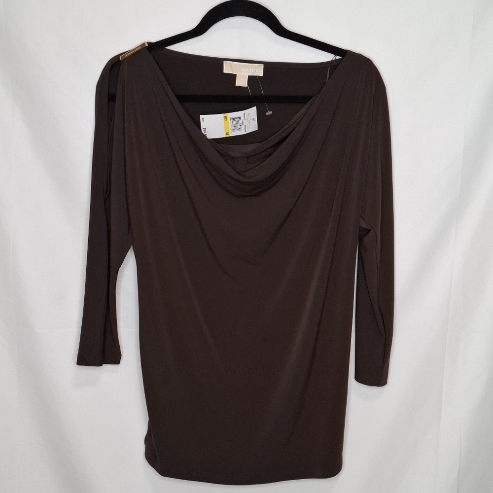 Michael Kors Cold Shoulder Long Sleeve God Accents Size Medium NWT